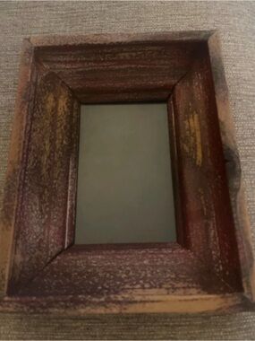 Rustic Distressed Wooden Picture Frame - Brown with Red accents